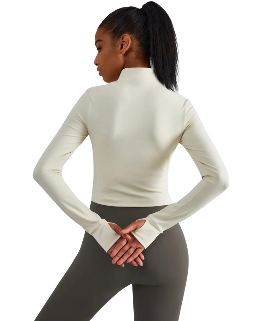 SPORT.LES 2NDSKN Cropped Active Zip-Up Ivory