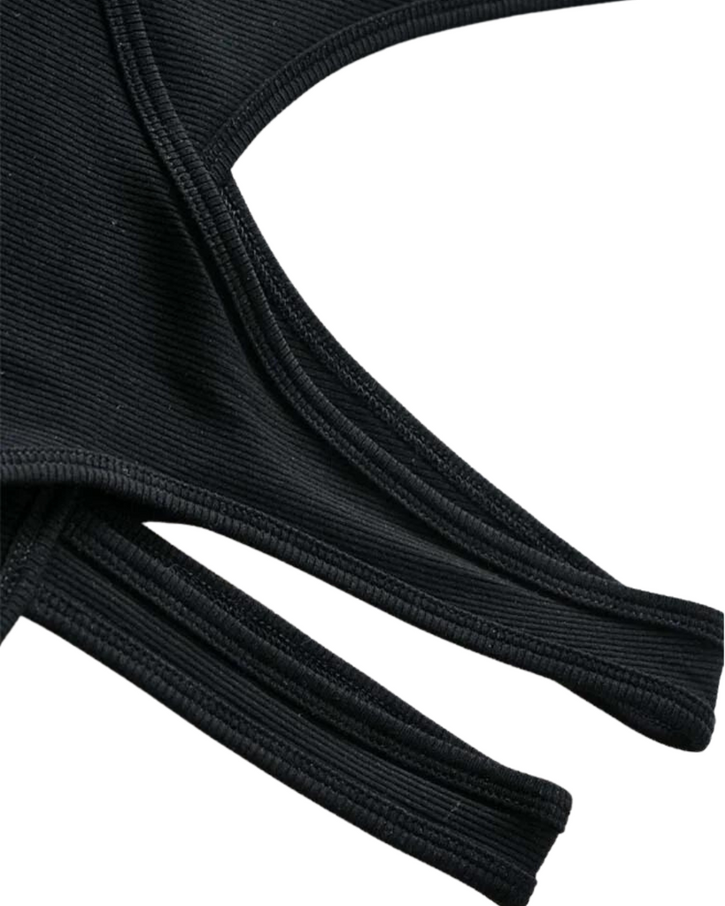 SPORT.LES Ribbed Wrap Crop Top Black | Shop Online at SPORTLES.com