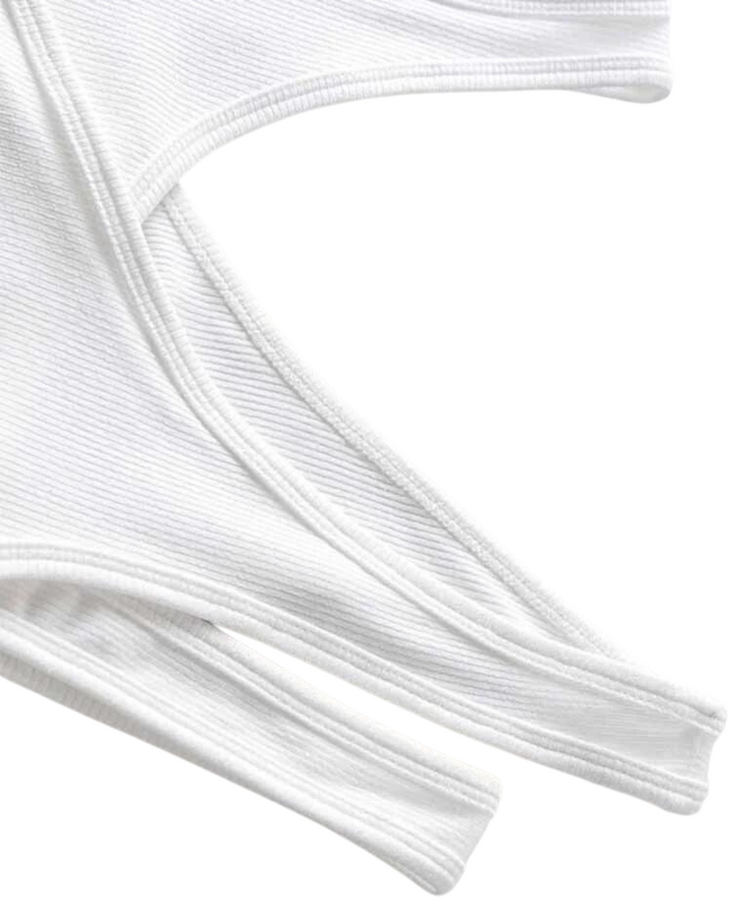 SPORT.LES Ribbed Wrap Crop Top White  | Shop Online at SPORTLES.com