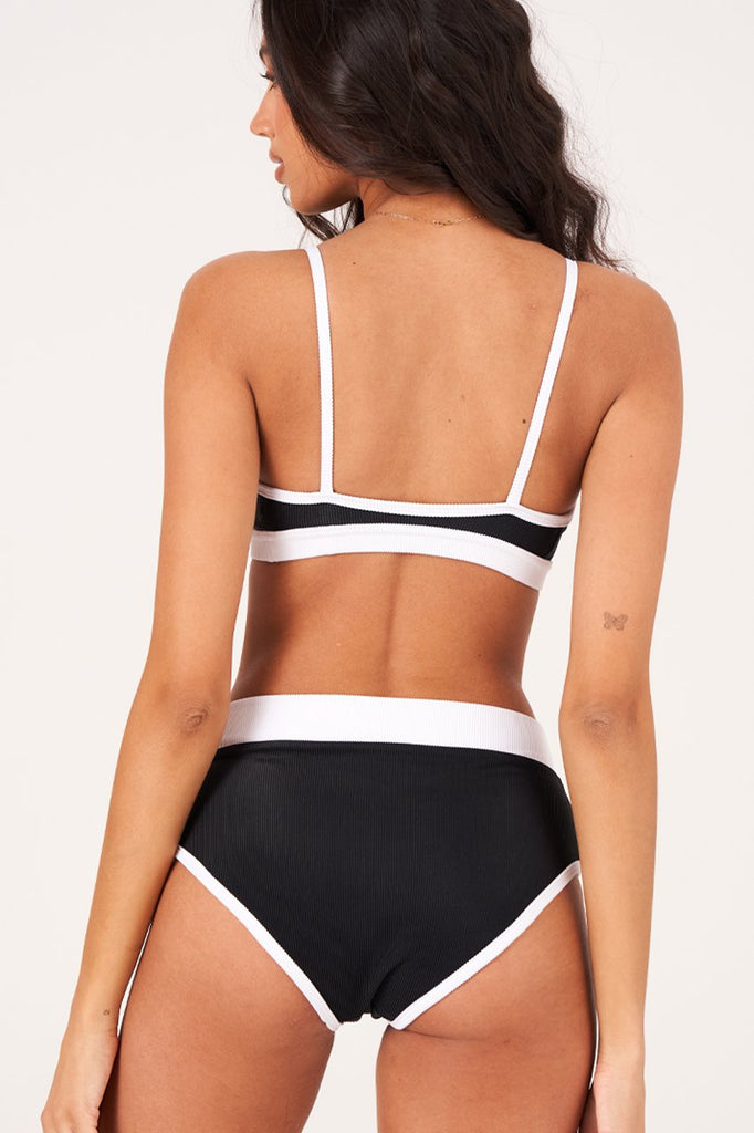 ONZIE Color Block Bra Black White Rib | Shop at SPORTLES.com