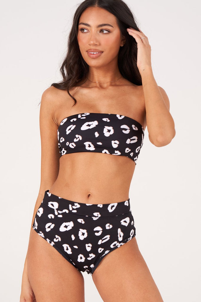 ONZIE High Rise Bikini Black and White Leopard | Shop at SPORTLES.com