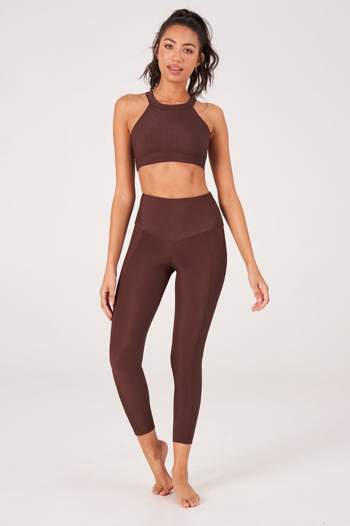 ONZIE High Neck Crop Top Brown Rib | Shop Online at SPORTLES.com