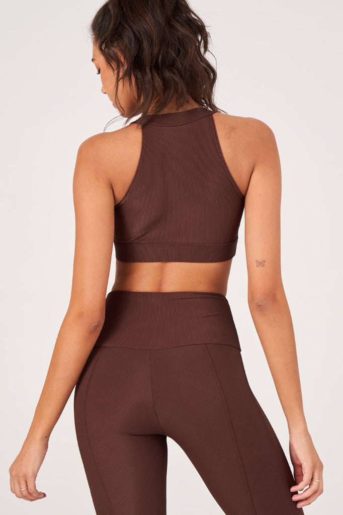 ONZIE High Neck Crop Top Brown Rib | Shop Online at SPORTLES.com