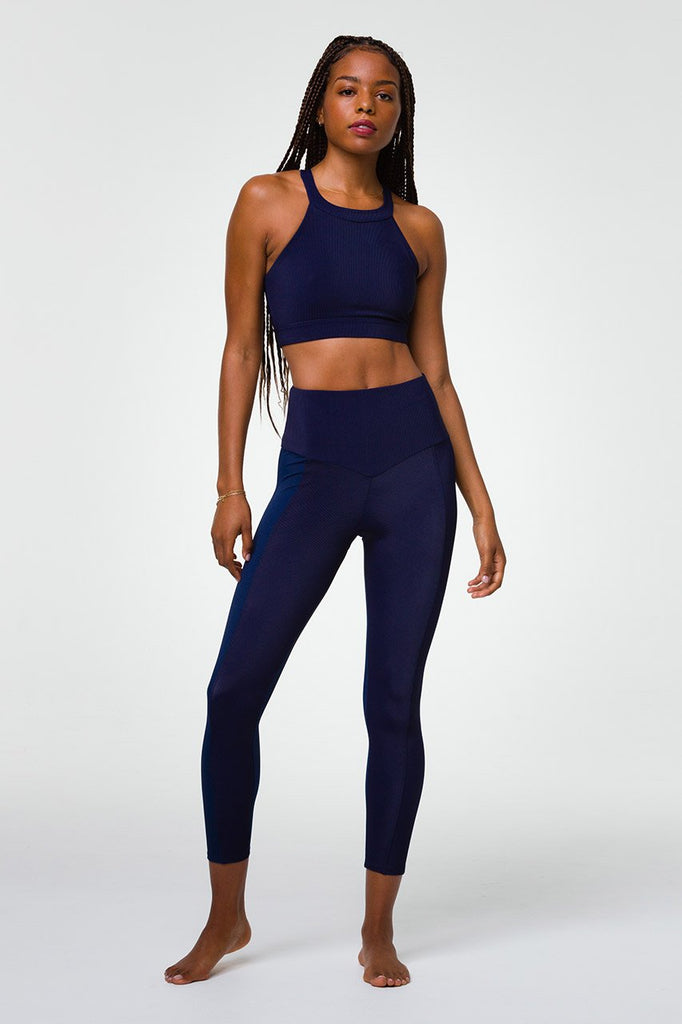 ONZIE High Neck Crop Top Marine Navy Rib | Yoga Collection | SPORTLES.com