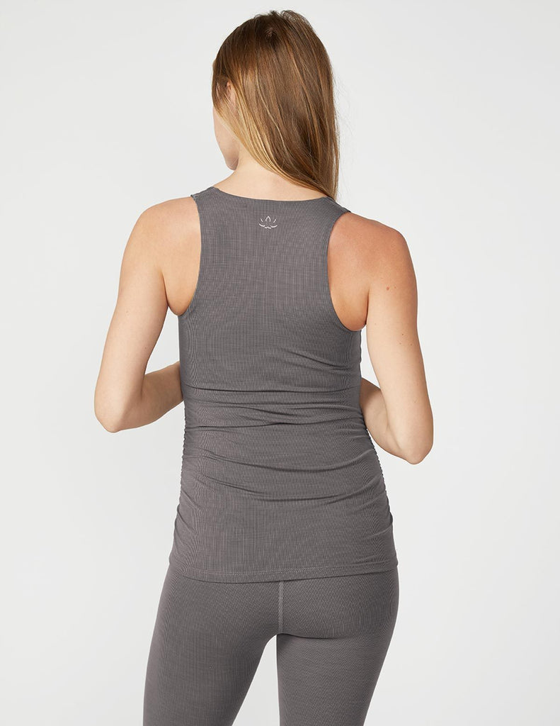 BEYOND YOGA Heather Rib Shirred Maternity Tank - Shop at Sportles.com