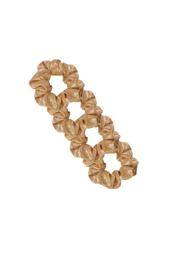 LES-FIT Small Scrunchie Metallic 4-Pack Gold